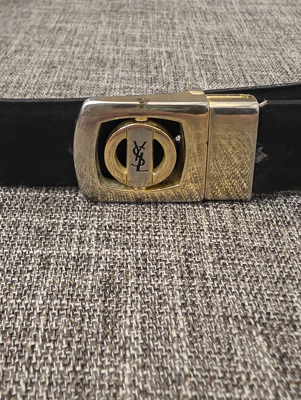 Authentic Vintage YSL Reversible Spinner Logo Belt 39" - Picture 2 of 9
